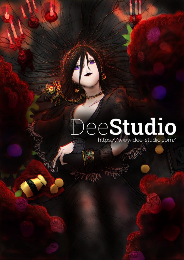 イラスト・魔女と花 Thumbnail